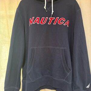Nautica Navy Hoodie with Red Accents